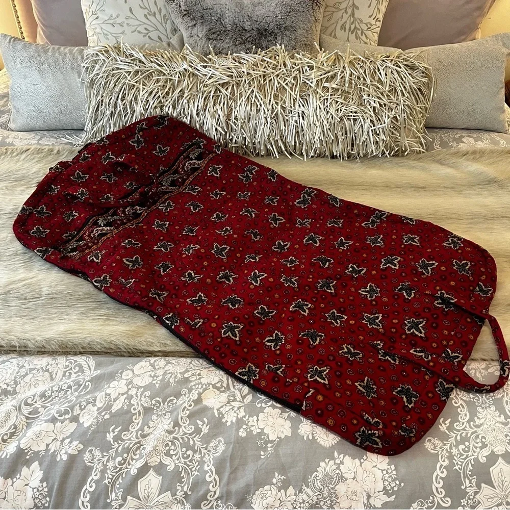 Vintage VERA BRADLEY Red Coin 1999 Garment Bag Leaves Green Floral Quilted USA